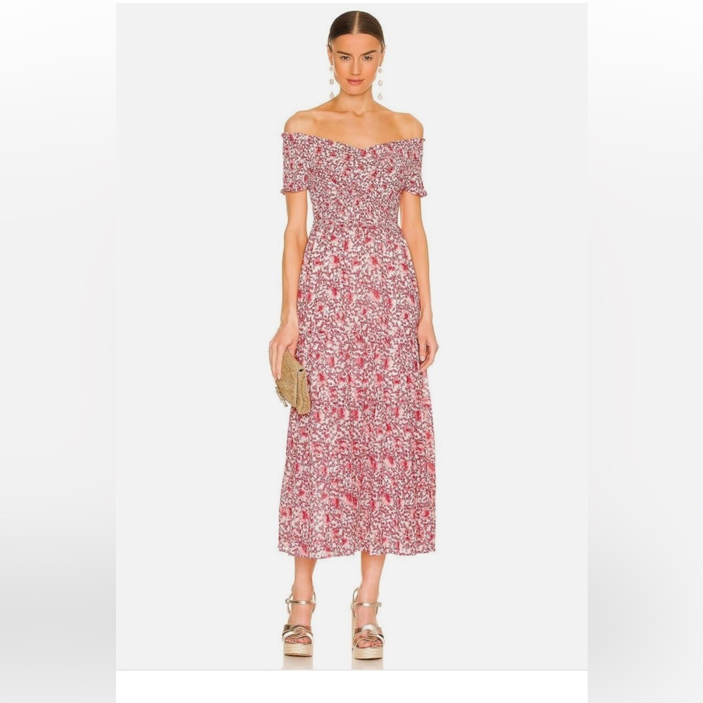 BB Dakota Red Floral Smocked Dress Size Medium